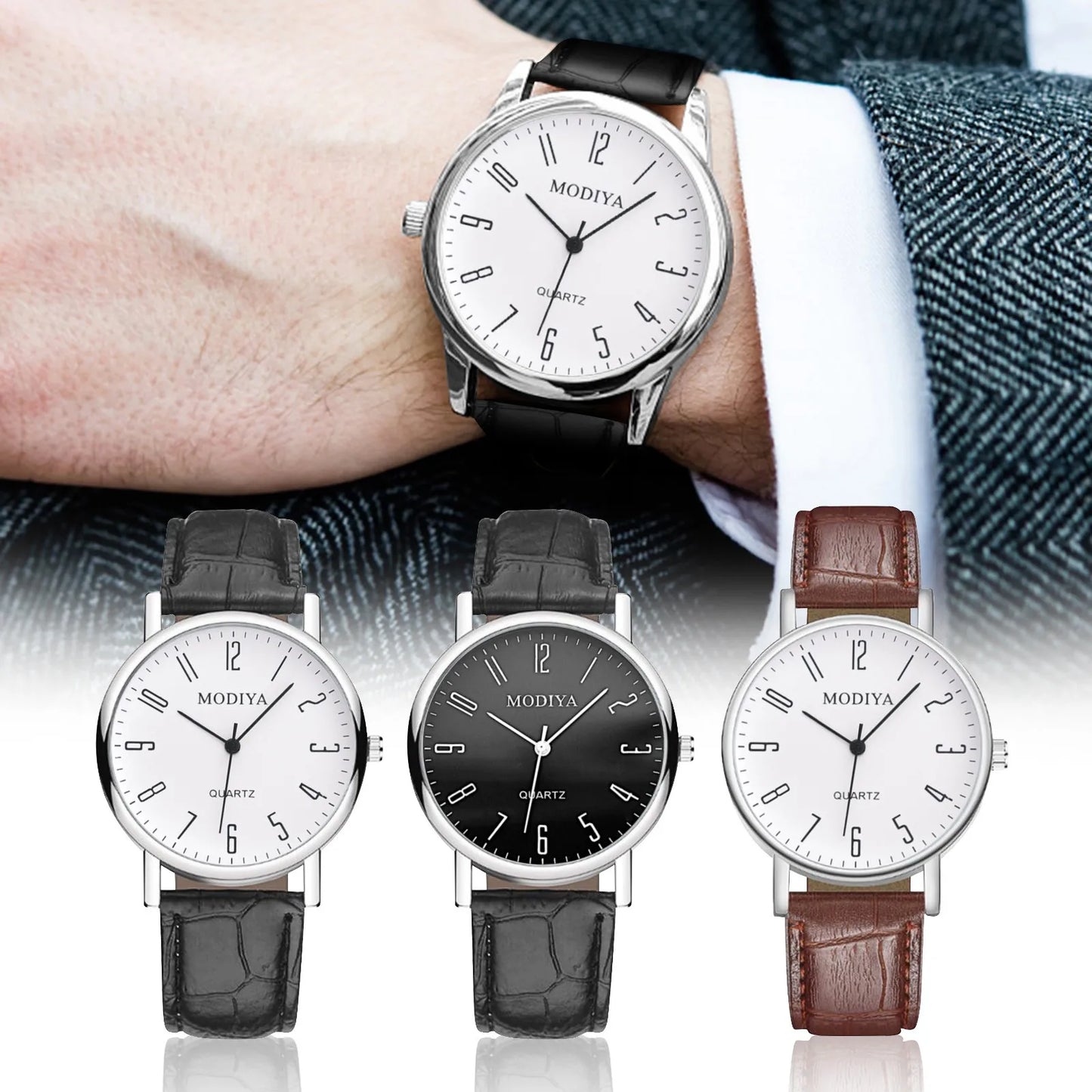 Mens 2024 Classic Wristwatch Men Vintage Design Watches Leather Strap Wrist Watch Quartz Analog Watch For Man Gift Reloj Hombre