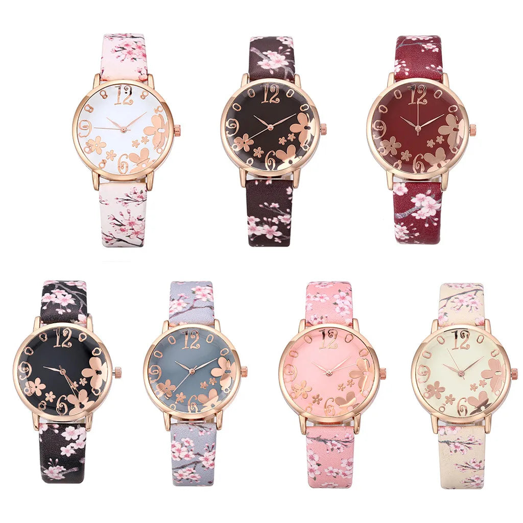 Watch for women with Colorful flowers small fresh printed belt Fashion Ladies Quartz Watch Exquisite watch часы женские