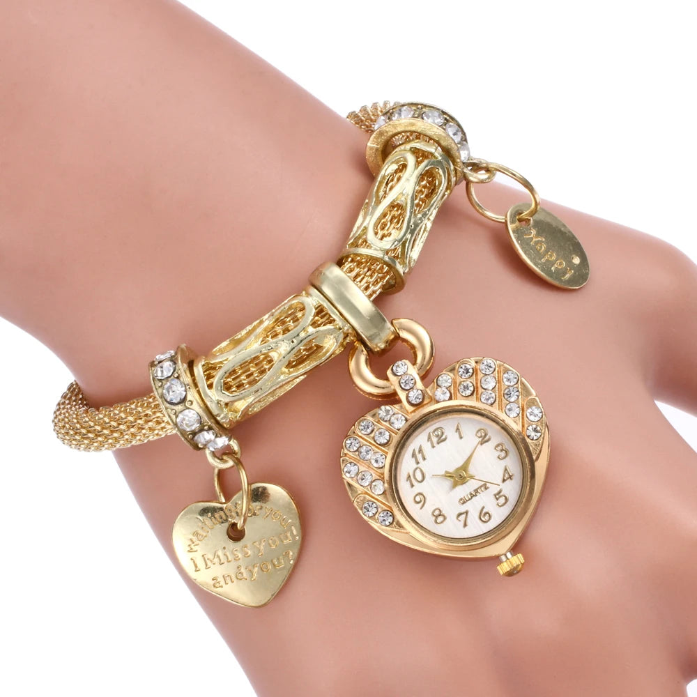 fashion sweet heart women quartz bracelet dress watch