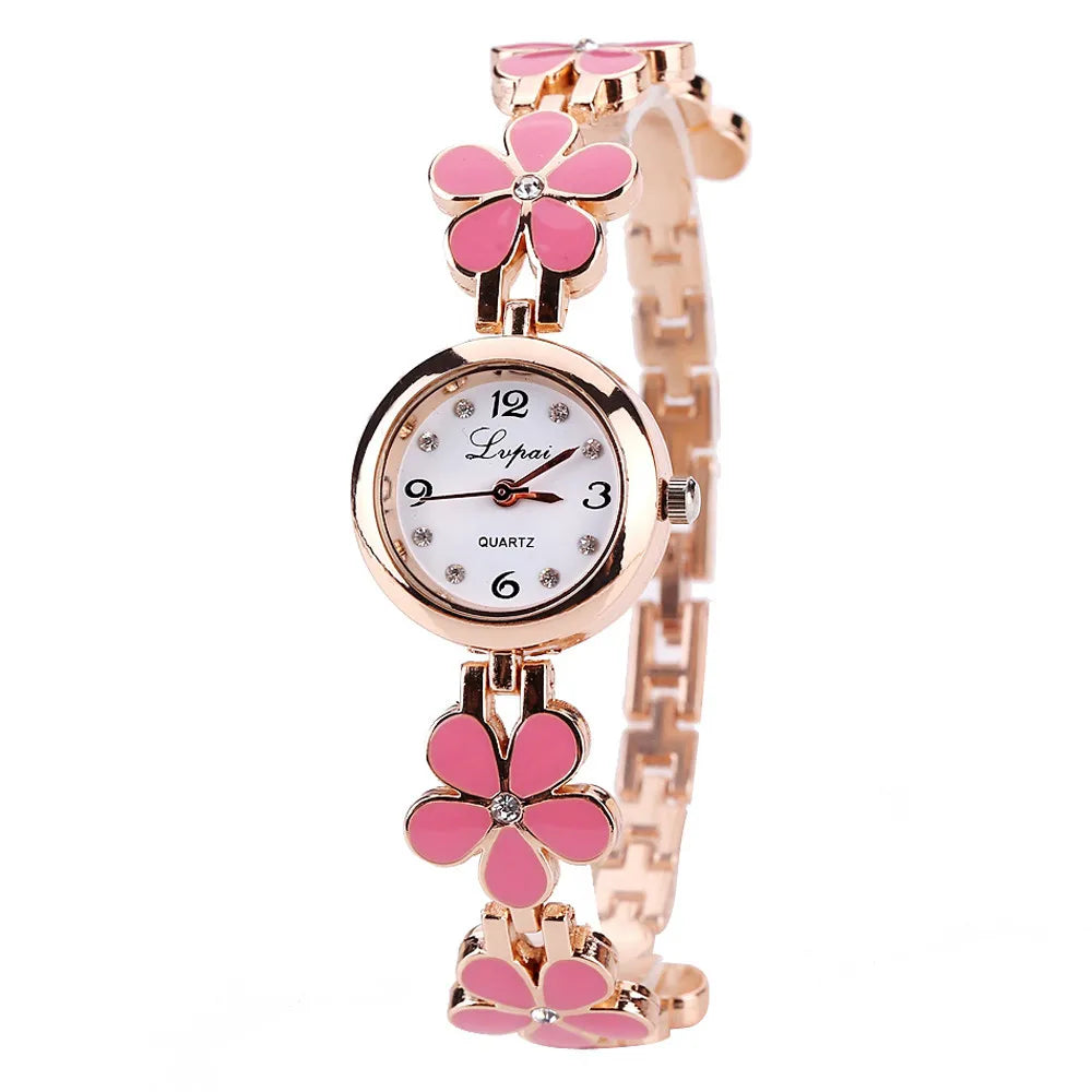 Fashion Small Watches Women 2024 Luxury Rhinestone Flower Bracelet Stainless Steel Watchband Dress Female Clock relogio feminino