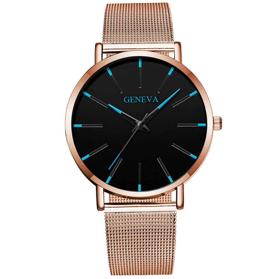 Top Brand Fashion Minimalist Ultra-thin Watch Men's Business Stainless Steel Strap Steel Mesh Quartz Watch Relogio Masculino