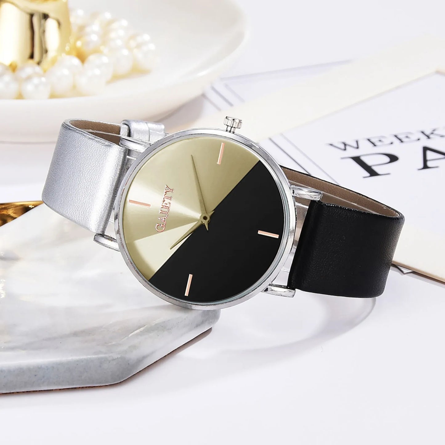 Clothing Accessories Light Luxury Geometric Stitching Style Ladies Watch Fashionable Simple Style Quartz Wristwatch Reloj Mujer