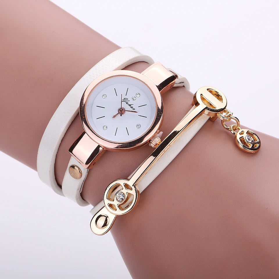 Reloj Fashion Women Bracelet Watch Gold Quartz Gift Watch Wristwatch Women Dress Leather Casual Bracelet Watches Hot Selling