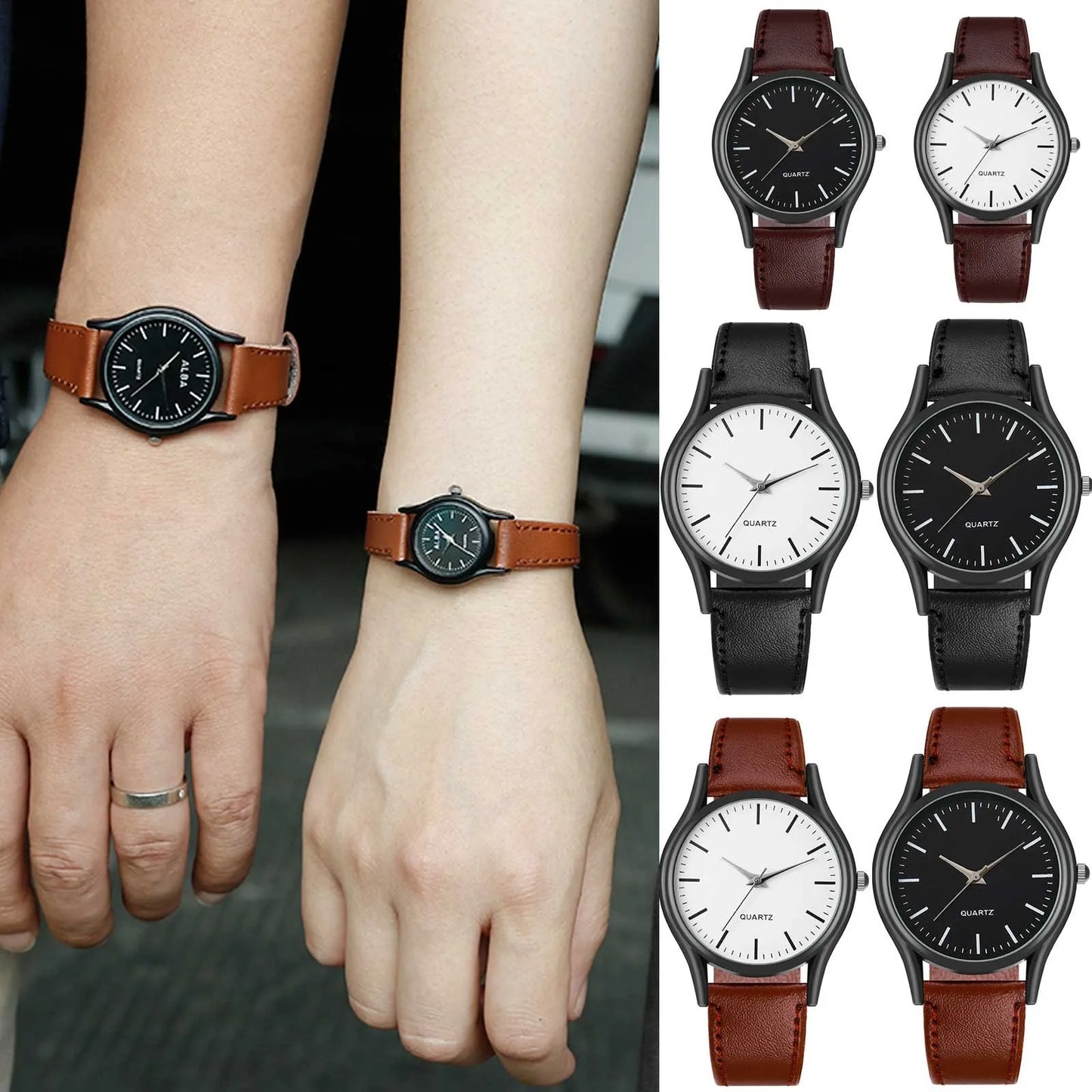 Trend Leather Wrist Watch Men Woman Couples Watches Clock Quartz Watch Daily Business Office Hand Jewelry Accessories Gift