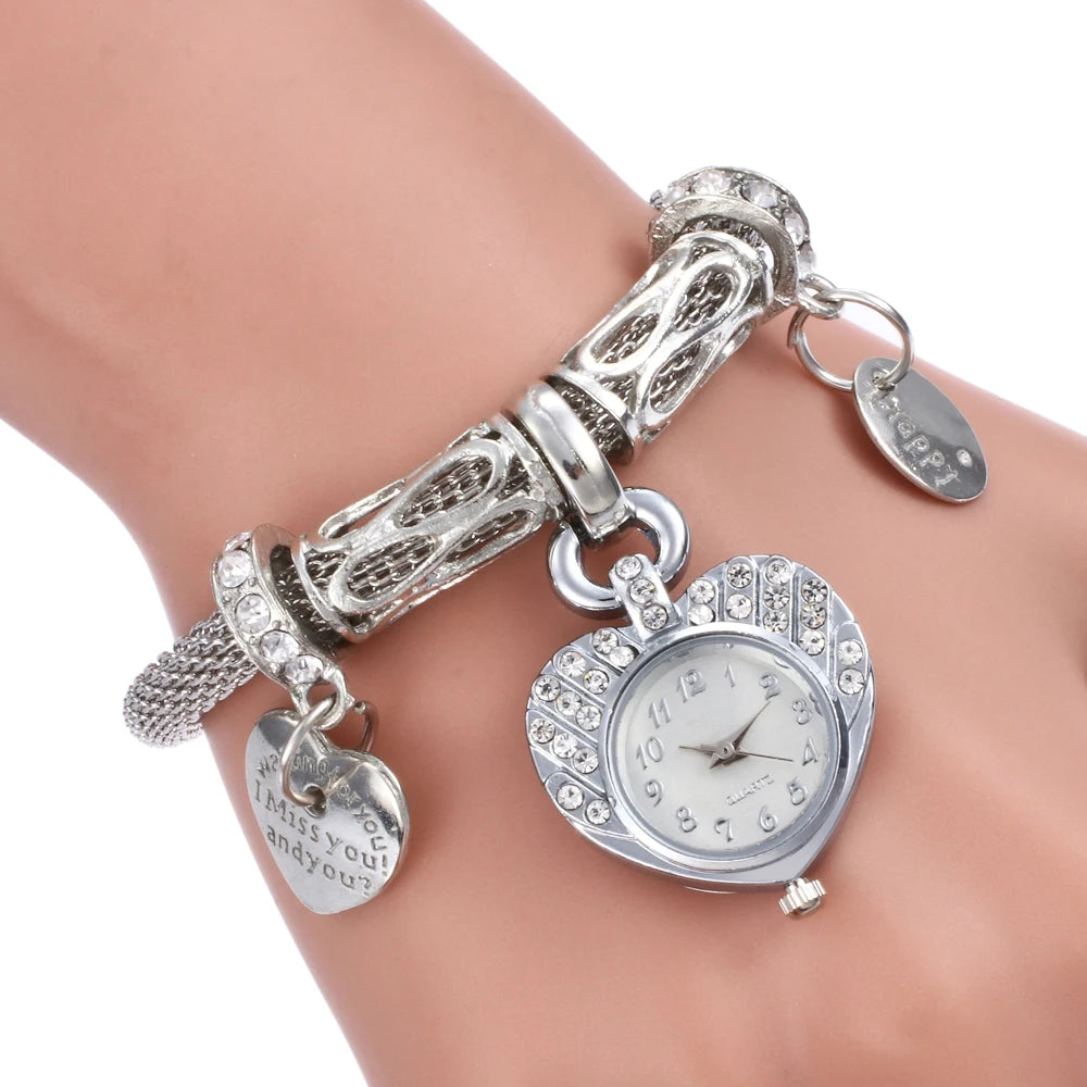 fashion sweet heart women quartz bracelet dress watch