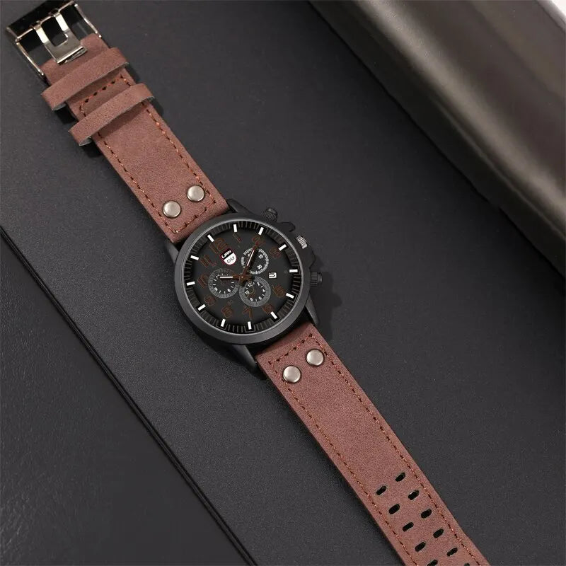 Reloj Hombre Fashion Mens Watches Luxury Men Casual Leather Quartz Watch Male Military Calendar Wristwatch Relogio Masculino