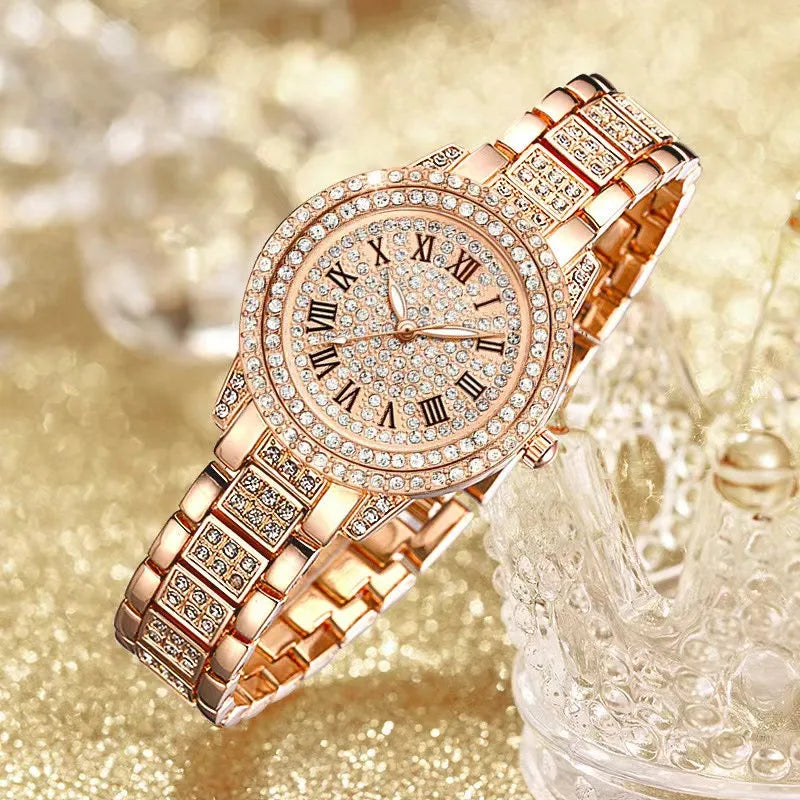 Trend explosions Roman digital luxury diamond bracelet with ladies watch.