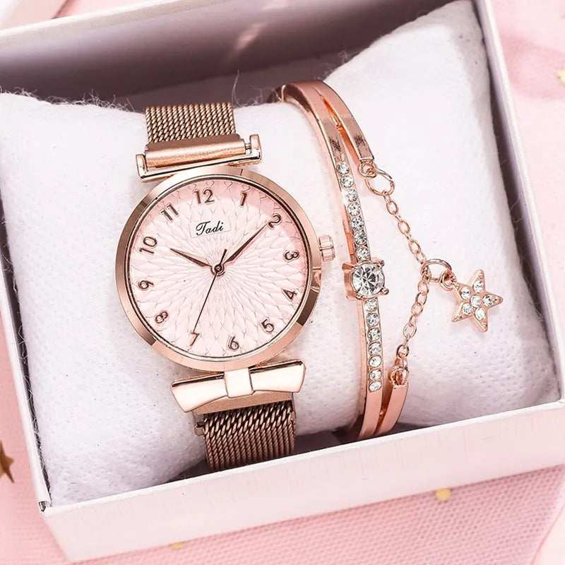 Luxury Women Bracelet Quartz Watches For Women Magnetic Watch Ladies Sports Dress Pink Dial Wrist Watch Clock Relogio Feminino