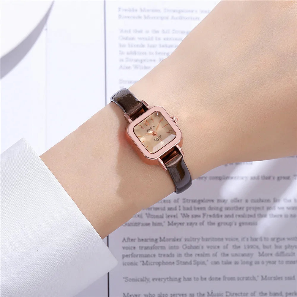 fashion small dial pu leather lady women quartz casual watch