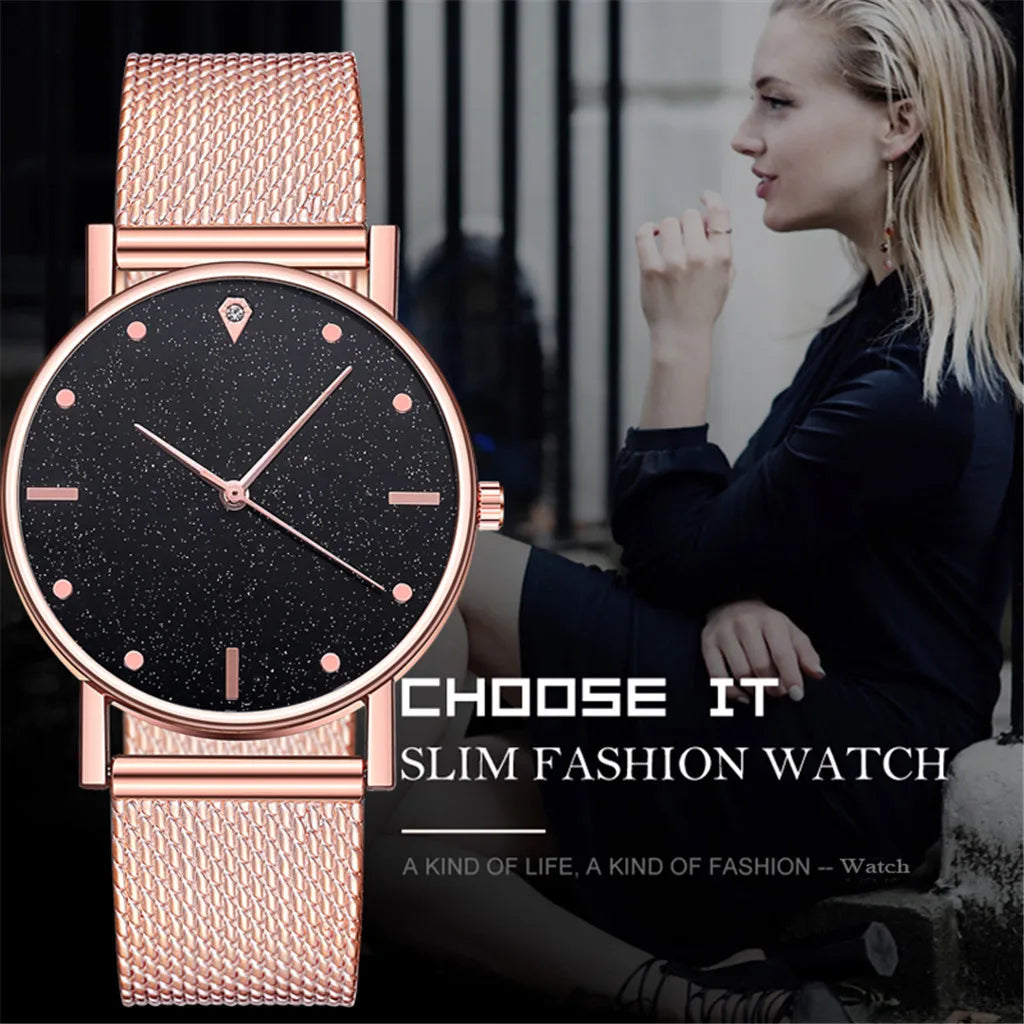 Luxury Watches Stainless Steel Dial Watch For Women Casual Fashion Bracele Quartz Watch Frosting Dress Clock Relogio Feminino