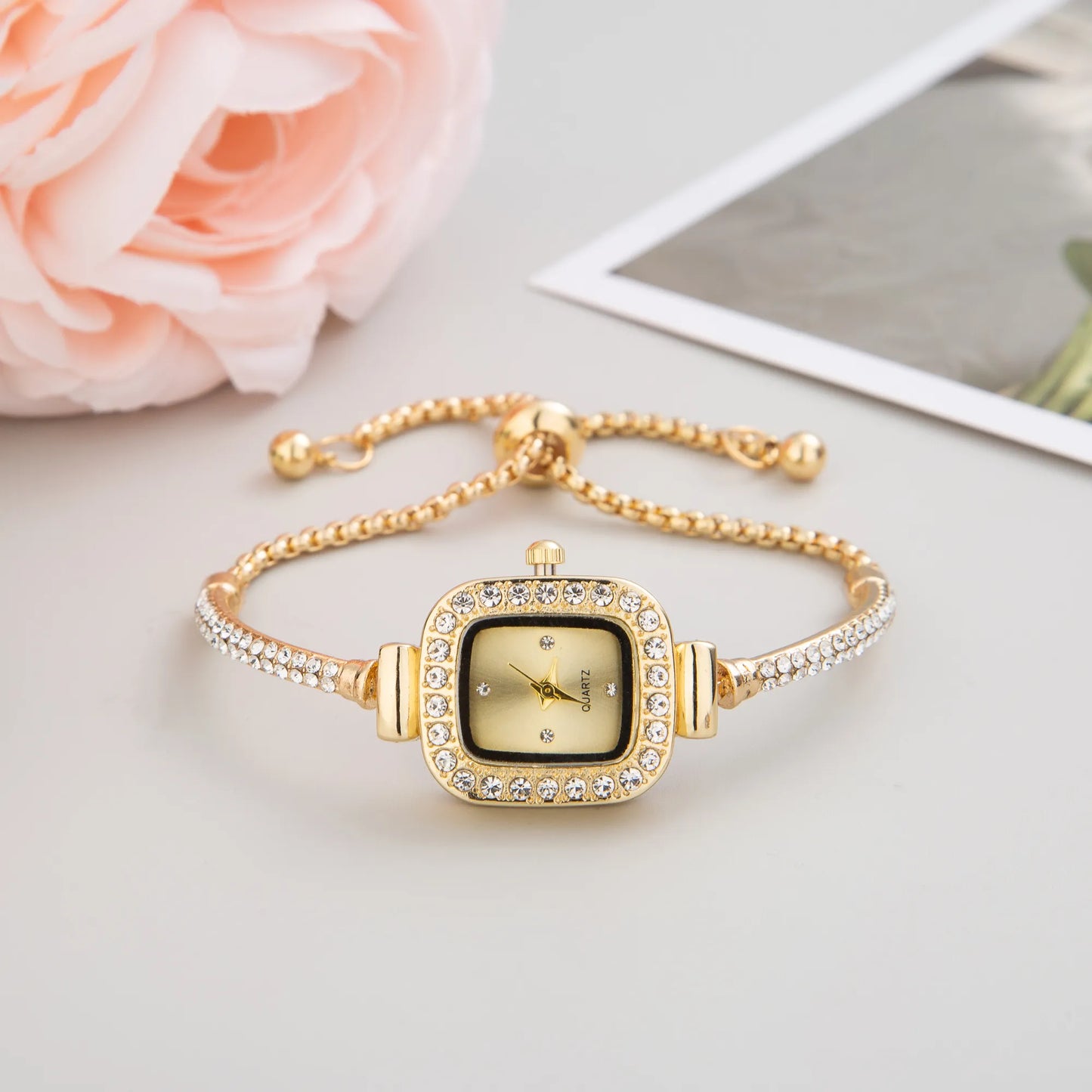 2024  Bracelet Watches  Diamond Crystal Watch Quartz Stainless Steel