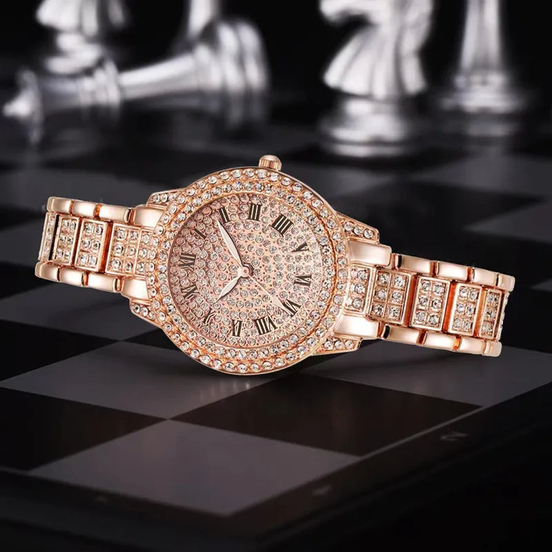 Trend explosions Roman digital luxury diamond bracelet with ladies watch.