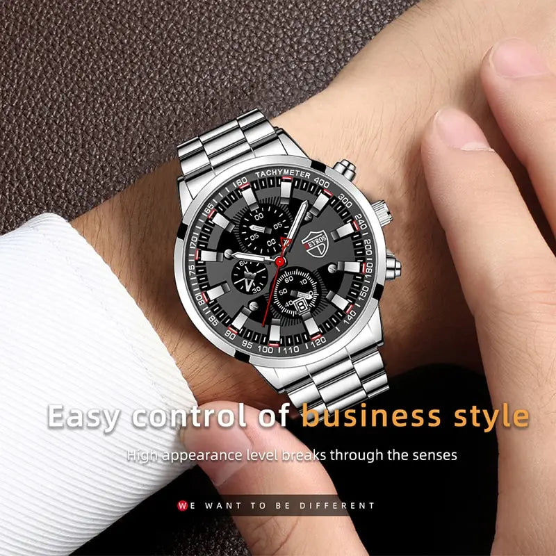 Fashion Mens Sports Watches Men Business Stainless Steel Quartz Watch Luxury Man Casual Calendar Luminous Clock Reloj Hombre