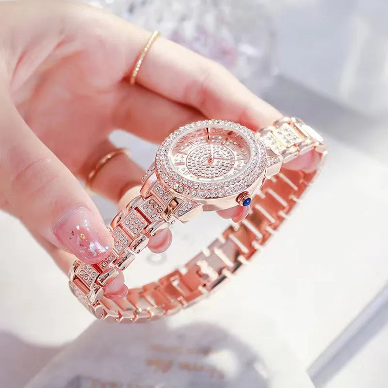 Trend explosions Roman digital luxury diamond bracelet with ladies watch.