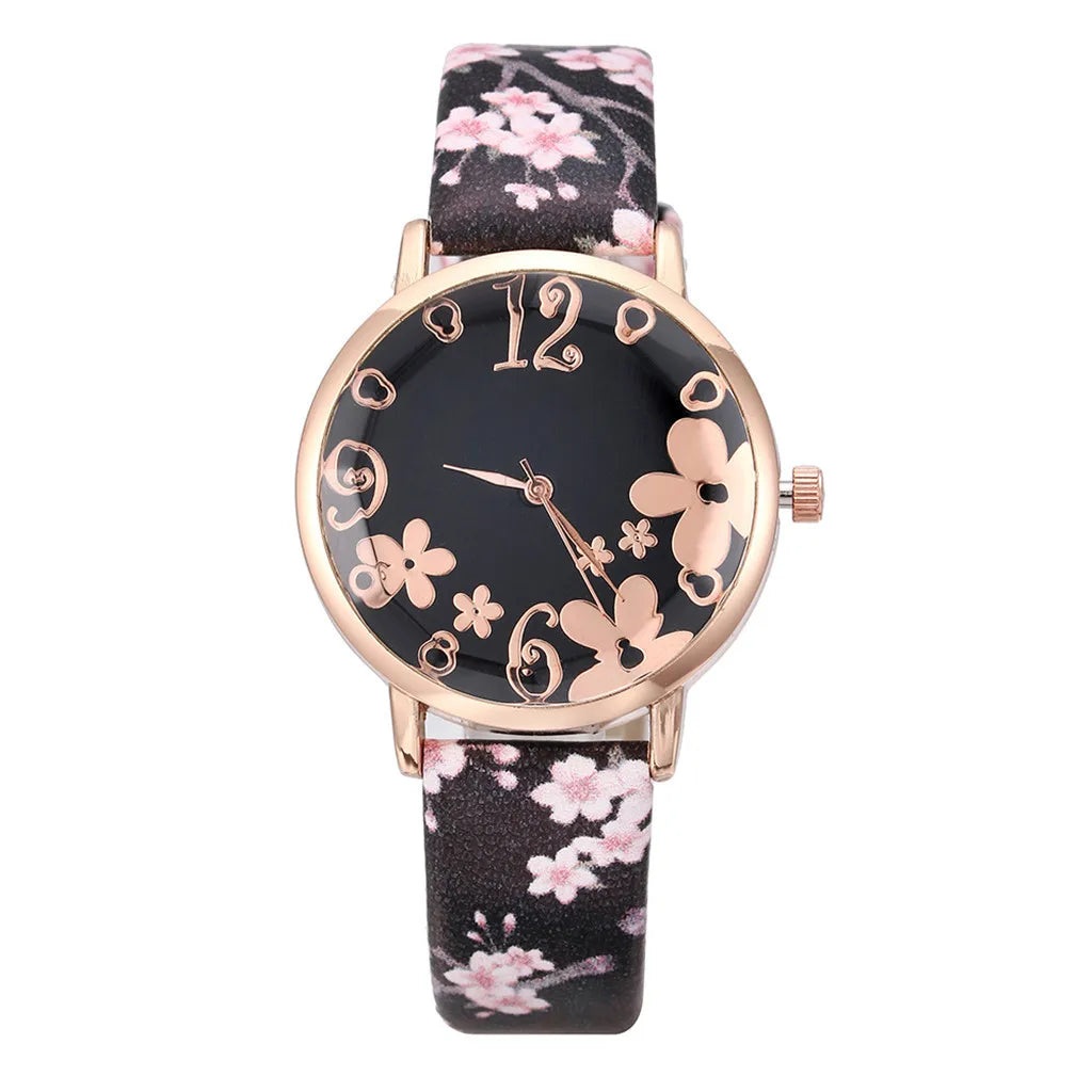 Watch for women with Colorful flowers small fresh printed belt Fashion Ladies Quartz Watch Exquisite watch часы женские