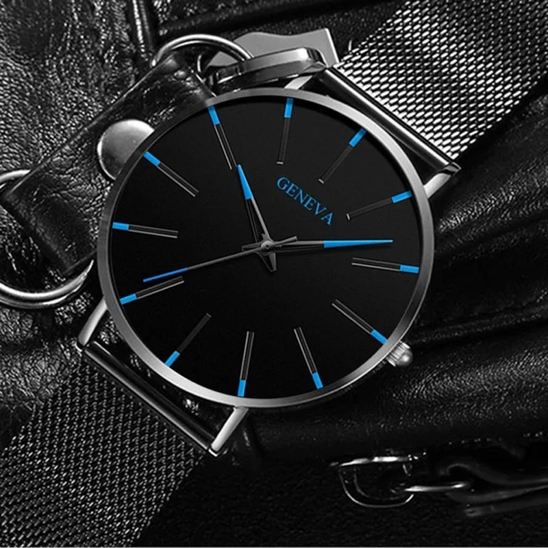 Top Brand Fashion Minimalist Ultra-thin Watch Men's Business Stainless Steel Strap Steel Mesh Quartz Watch Relogio Masculino