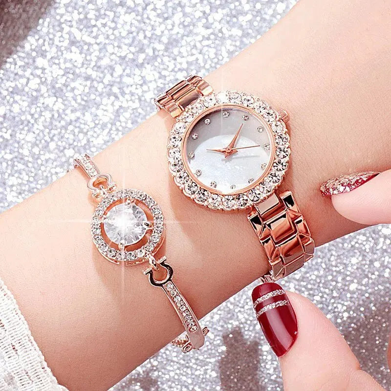 Women Fashion Watch Casual Bracelet Watches Set Ladies Simple Dial Quartz Wristwatches Dress Clock Montre Femme