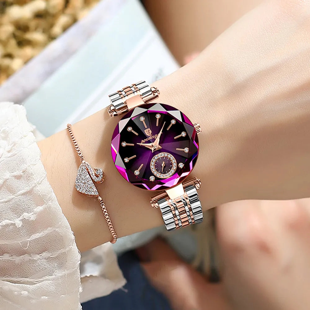 POEDAGAR Luxury Woman Wristwatch Elegant Waterproof Stainless Steel Watch for Ladies Dress Diamond Quartz Women's Watches Reloj