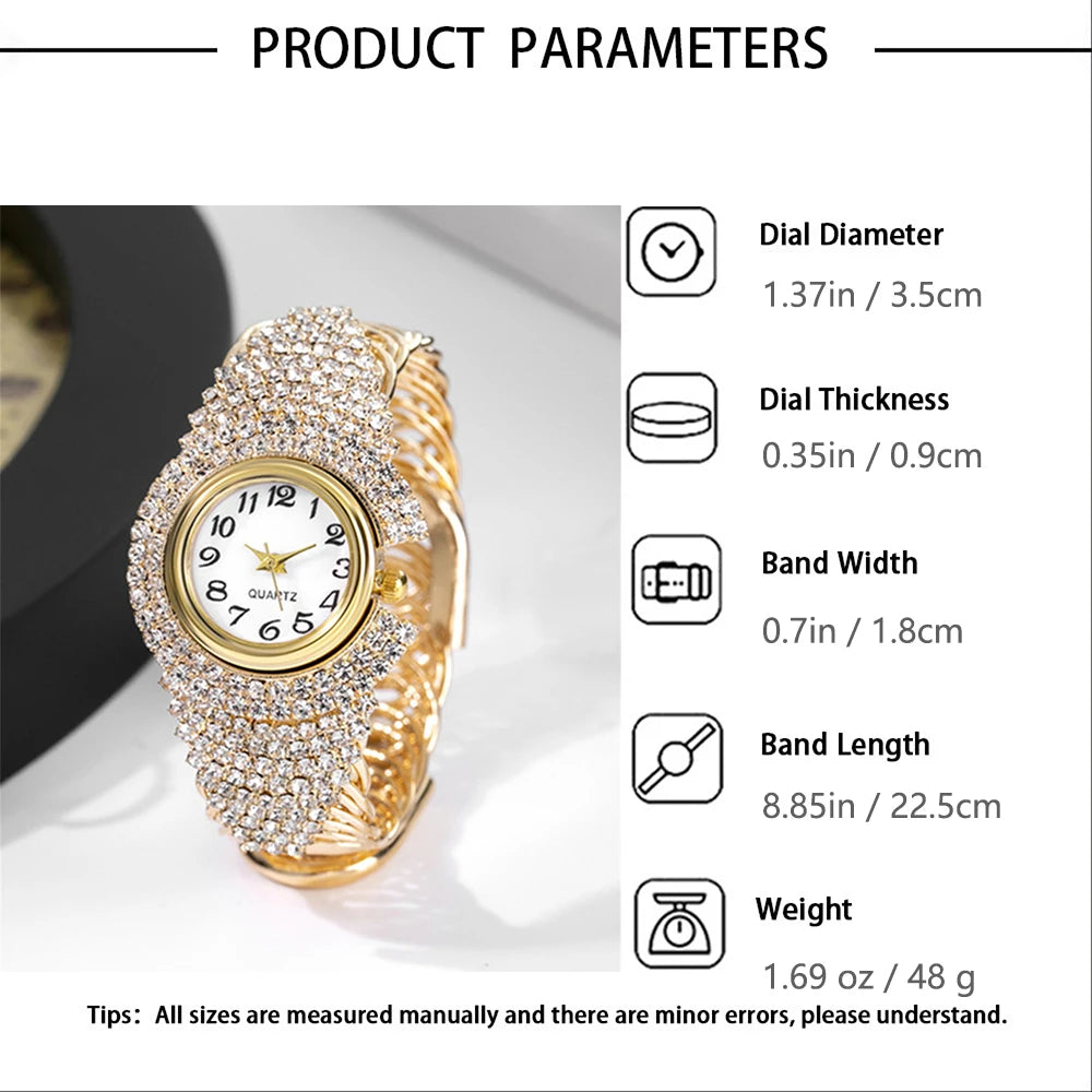 A Korean Version Of Fashionable And Versatile Women's Light Luxury Diamond Inlaid Quartz Bracelet Watch