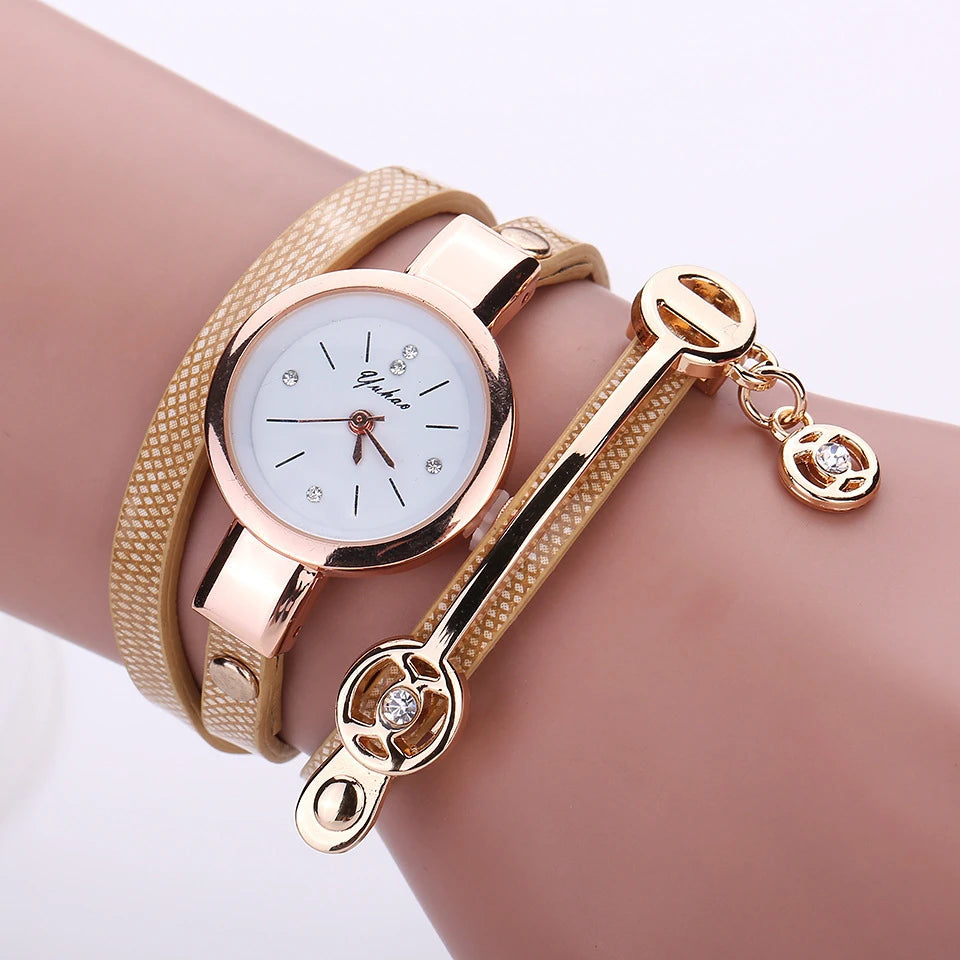 Reloj Fashion Women Bracelet Watch Gold Quartz Gift Watch Wristwatch Women Dress Leather Casual Bracelet Watches Hot Selling