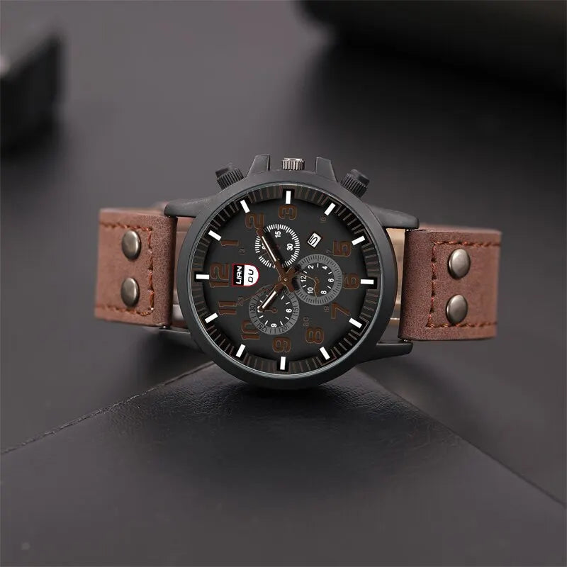 Reloj Hombre Fashion Mens Watches Luxury Men Casual Leather Quartz Watch Male Military Calendar Wristwatch Relogio Masculino