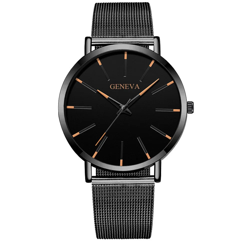 Top Brand Fashion Minimalist Ultra-thin Watch Men's Business Stainless Steel Strap Steel Mesh Quartz Watch Relogio Masculino