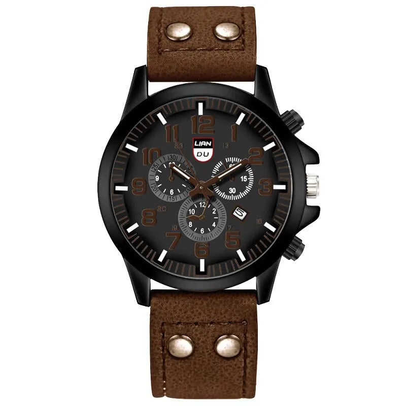 Reloj Hombre Fashion Mens Watches Luxury Men Casual Leather Quartz Watch Male Military Calendar Wristwatch Relogio Masculino