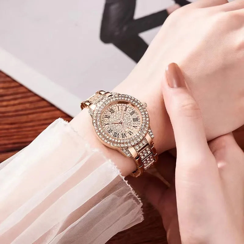 Trend explosions Roman digital luxury diamond bracelet with ladies watch.