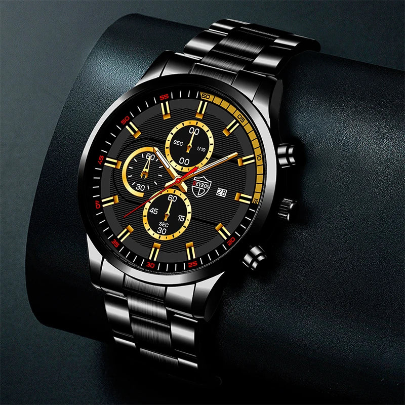 Montres de sport de luxe pour hommes, montre-bracelet à Quartz décontractée, calendrier, en acier inoxydable, horloge lumineuse