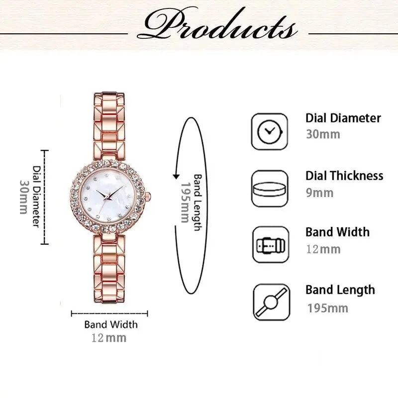 Women Fashion Watch Casual Bracelet Watches Set Ladies Simple Dial Quartz Wristwatches Dress Clock Montre Femme