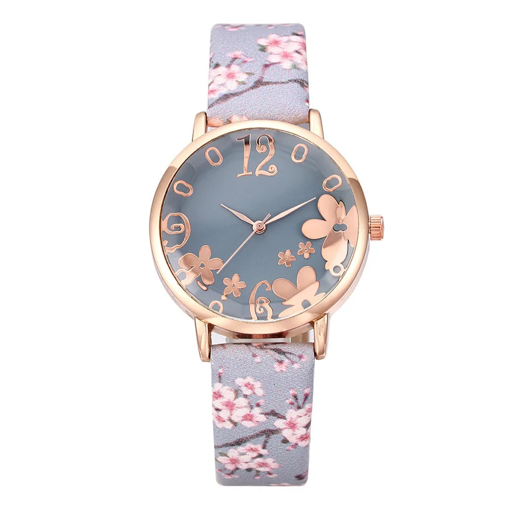 Watch for women with Colorful flowers small fresh printed belt Fashion Ladies Quartz Watch Exquisite watch часы женские