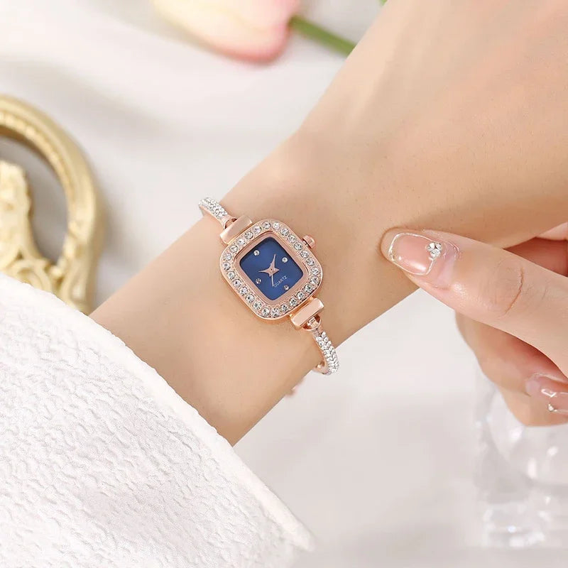 2024 Luxury Diamond Crystal  Quartz Stainless Steel Adjustable Bracelet Wristwatch