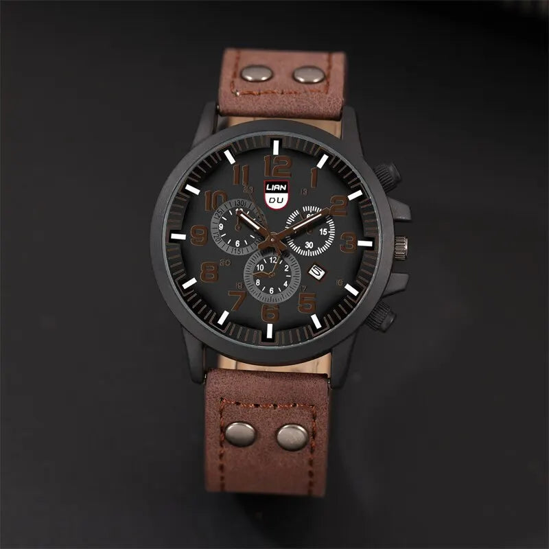 Reloj Hombre Fashion Mens Watches Luxury Men Casual Leather Quartz Watch Male Military Calendar Wristwatch Relogio Masculino