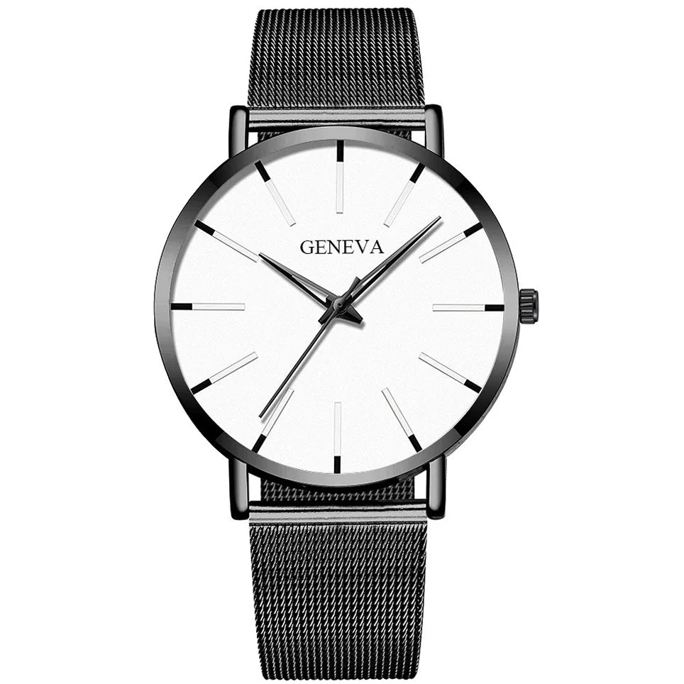 Top Brand Fashion Minimalist Ultra-thin Watch Men's Business Stainless Steel Strap Steel Mesh Quartz Watch Relogio Masculino